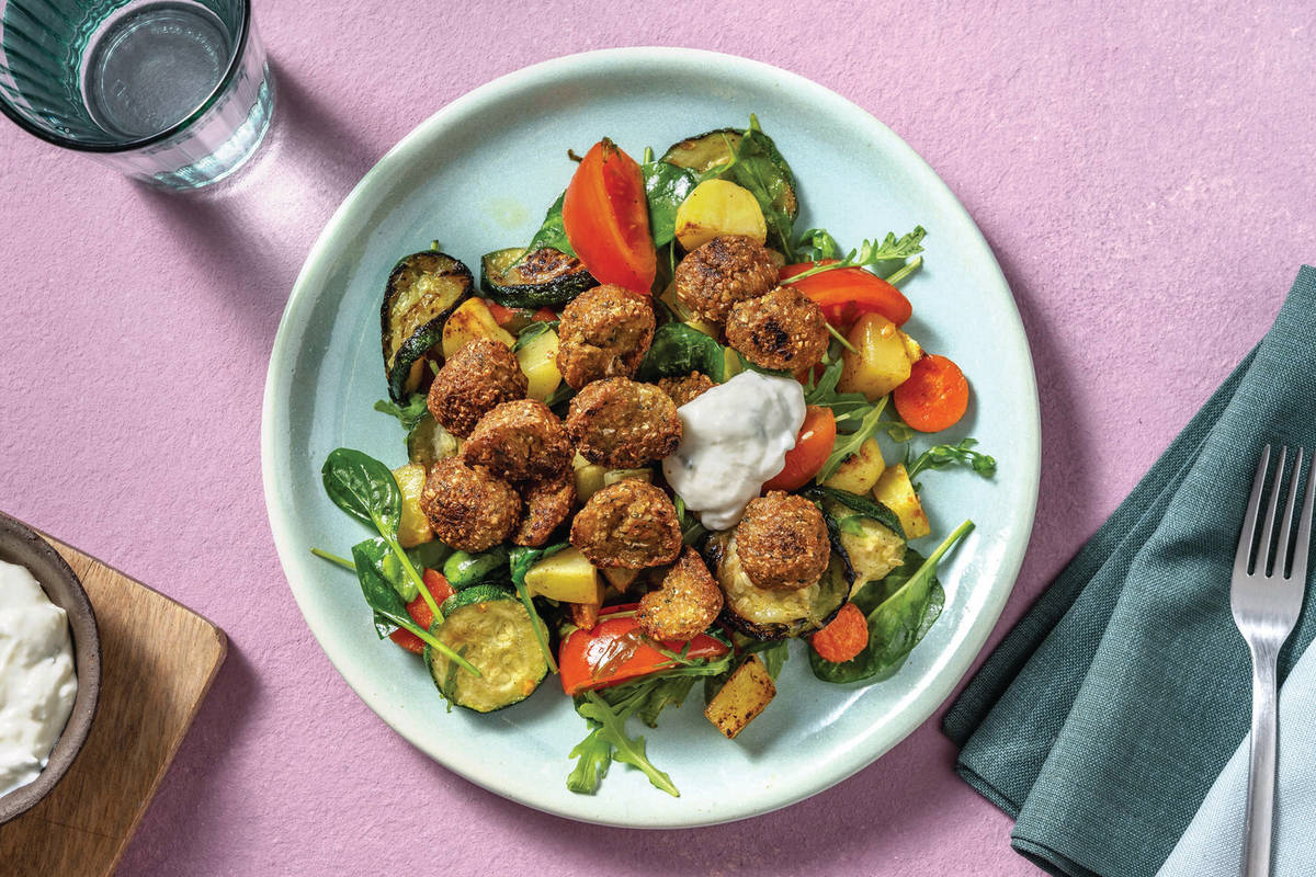 Easy Falafel & Spiced Potato Veggie Salad