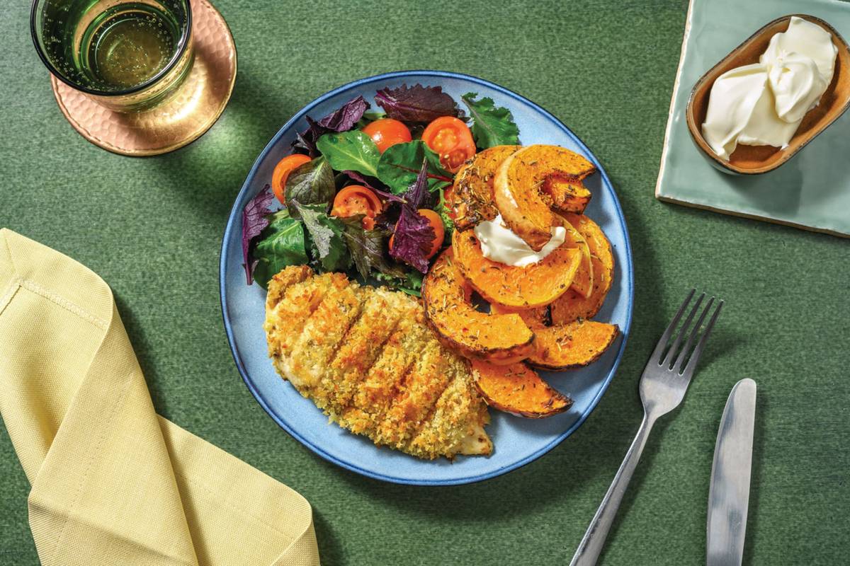 [Easy] Hasselback Pesto Chicken, Haloumi & Pangrattato