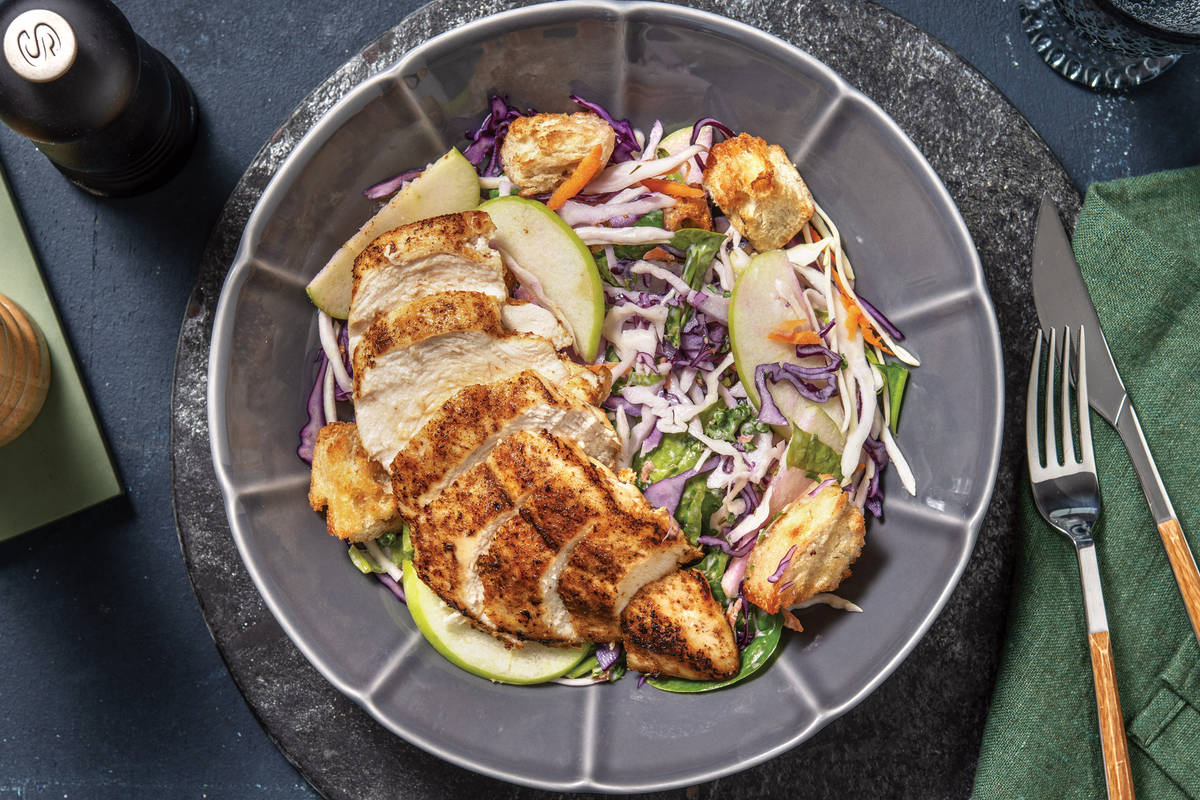 Quick Spiced Chicken & Crouton Slaw