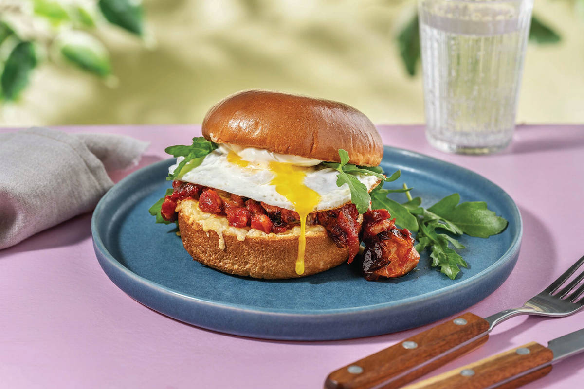 Egg & Bacon Jam Brunch Burger
