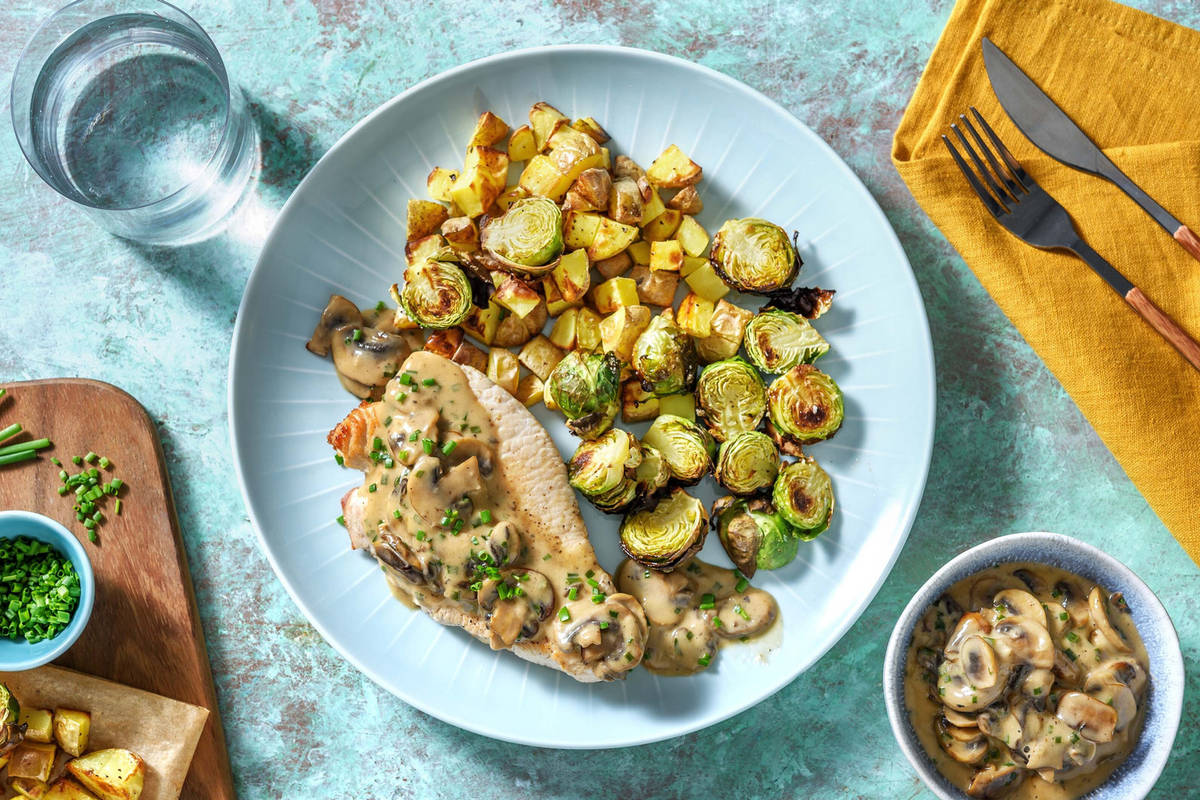 Escalopes de dinde et sauce aux champignons