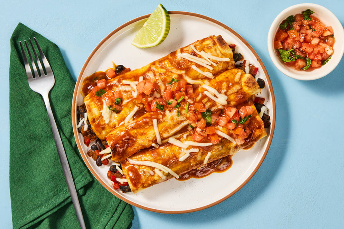 Black Bean and Veggie-Stuffed Enchiladas