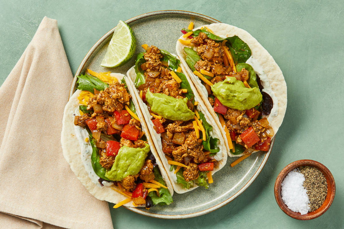Tacos à l'émincé protéiné à base de plantes au chipotle