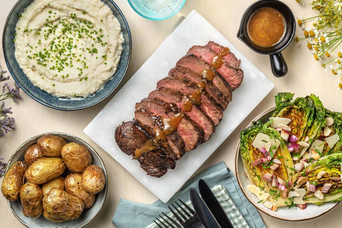 Feestelijke runderlende met honing-mosterdsaus