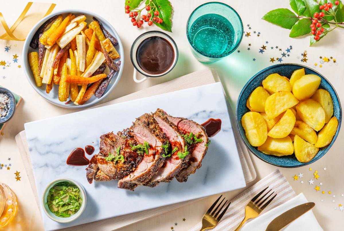 Festive Roast Lamb and Red Wine Jus