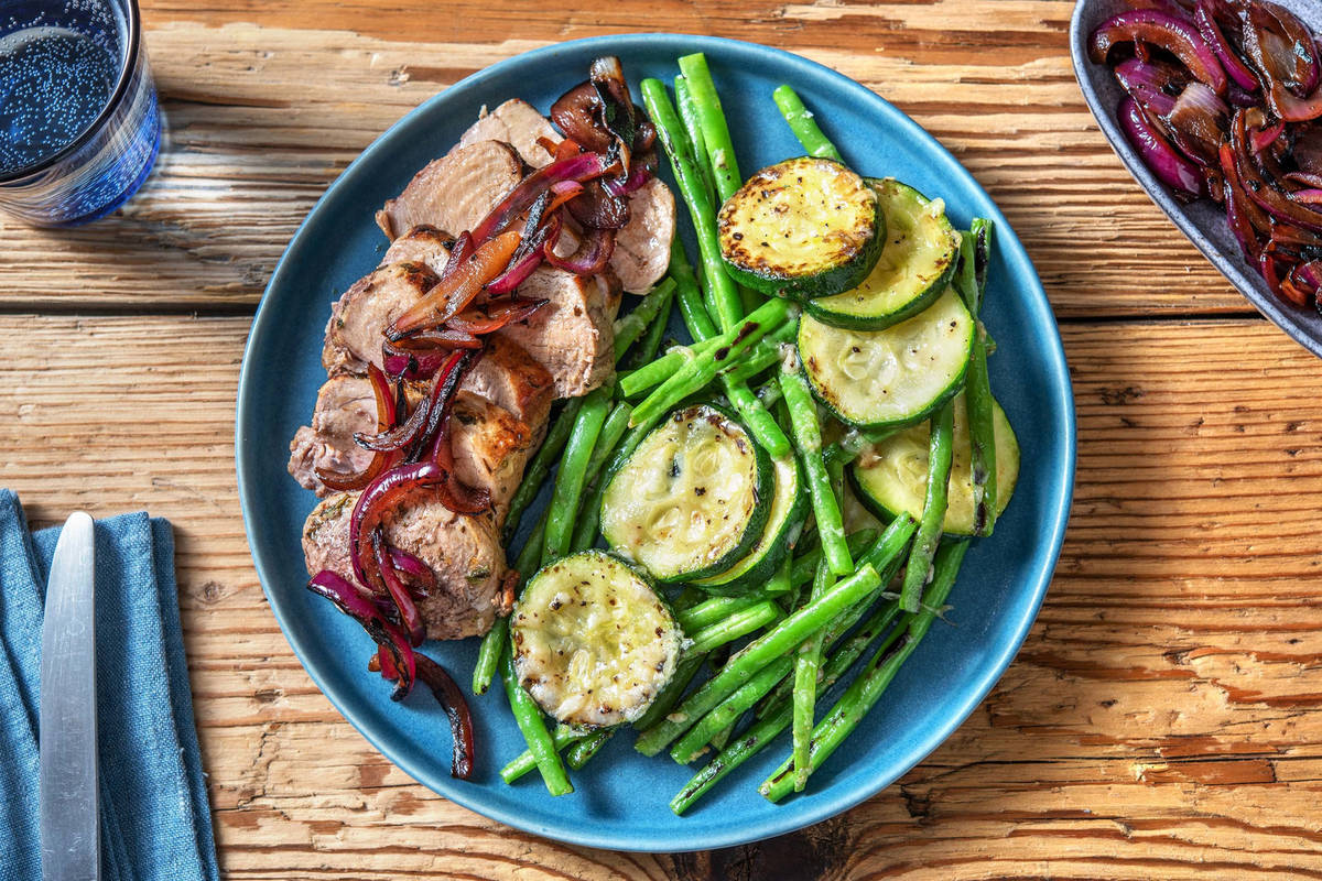 Filet de porc et oignons au vinaigre balsamique