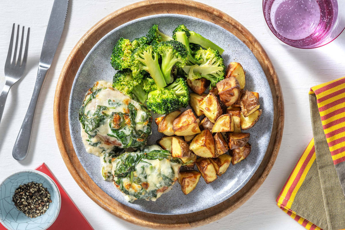 Filet de porc garni de fromage et d’épinards