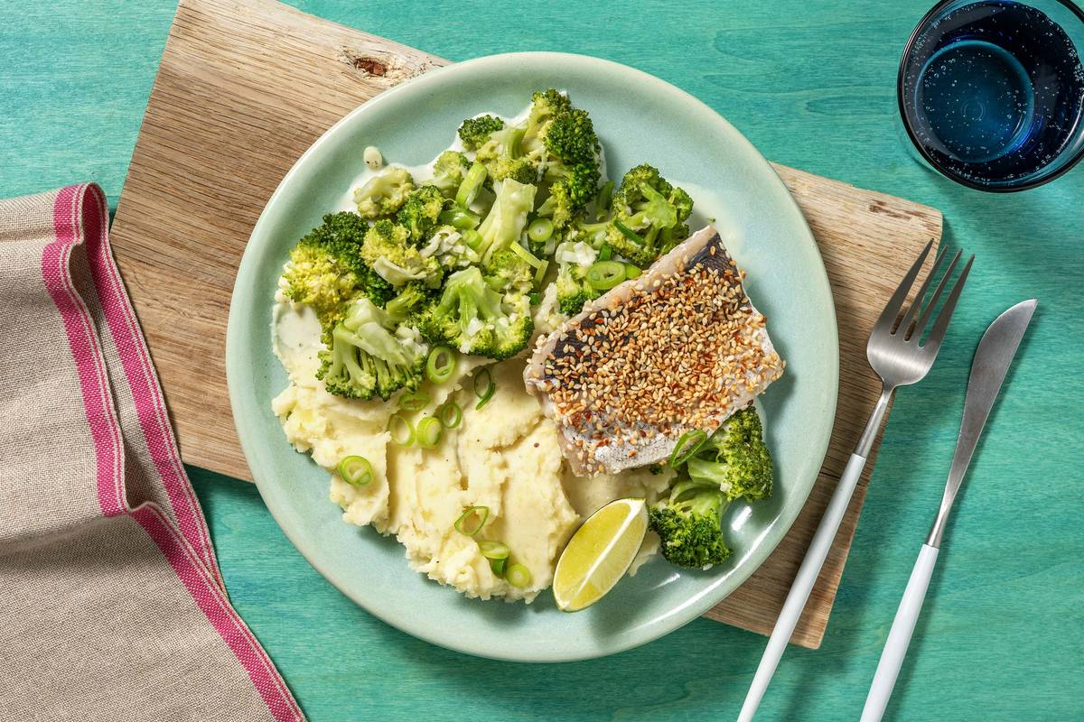 Fischfilet mit Sesamkruste & Kokos-Kartoffel-Stampf