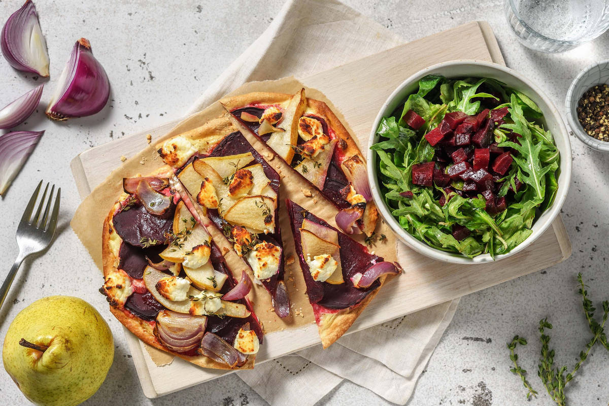 Flammekueche au chèvre et aux betteraves