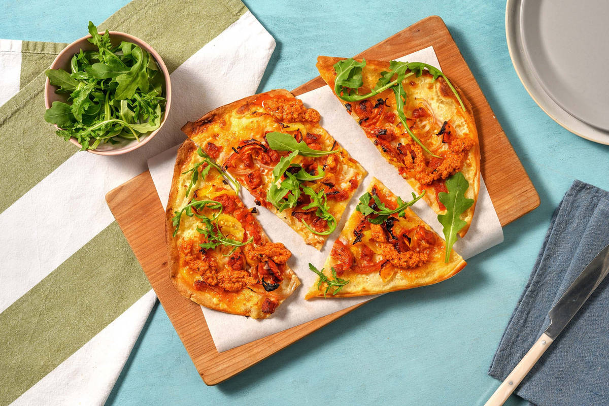 Flammkuchen met chorizo
