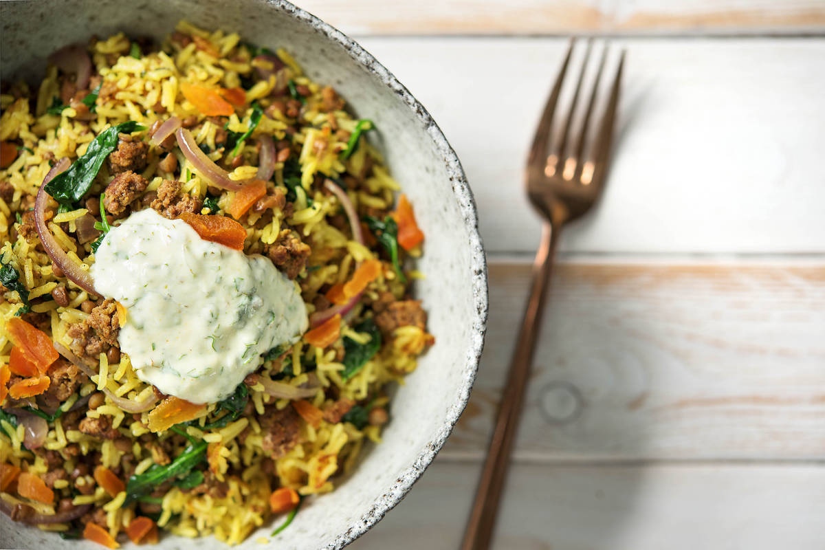 Fragrant Lamb Pilaf with Spinach,