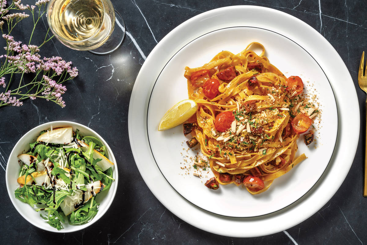 Fresh Fettucine & Chorizo Roast Cherry Tomato Sauce