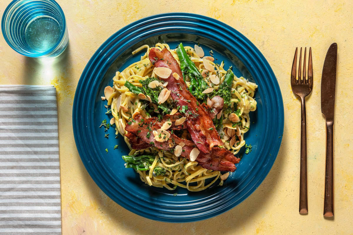 Frische Linguine in Blauschimmelkäsesauce