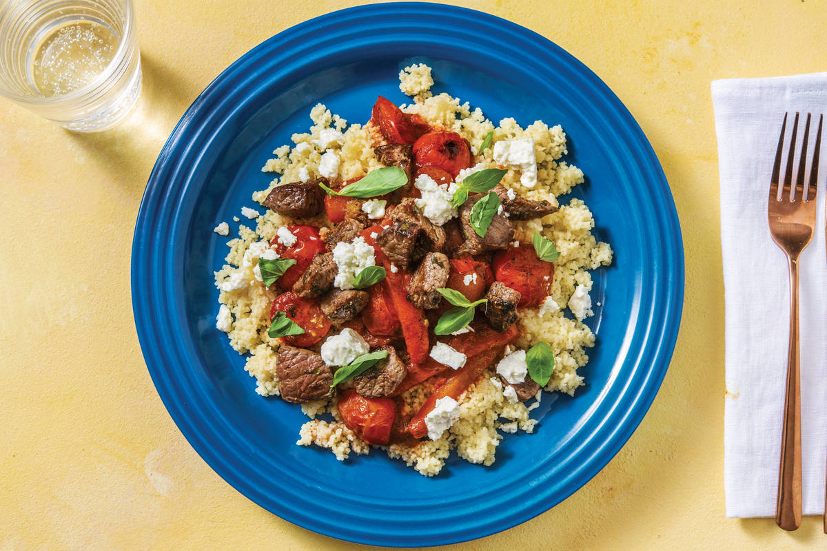 Mediterranean Beef & Tomatoes with Couscous & Fetta