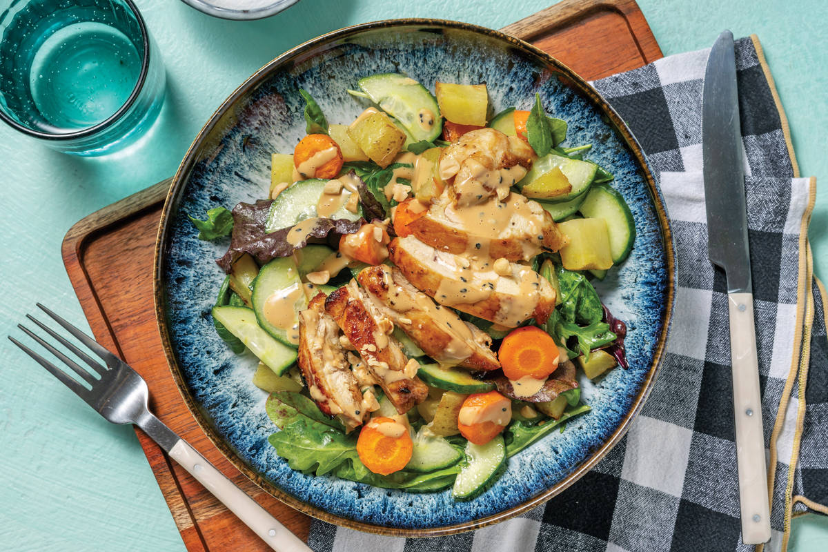 Honey-Soy Chicken & Roast Veggie Salad