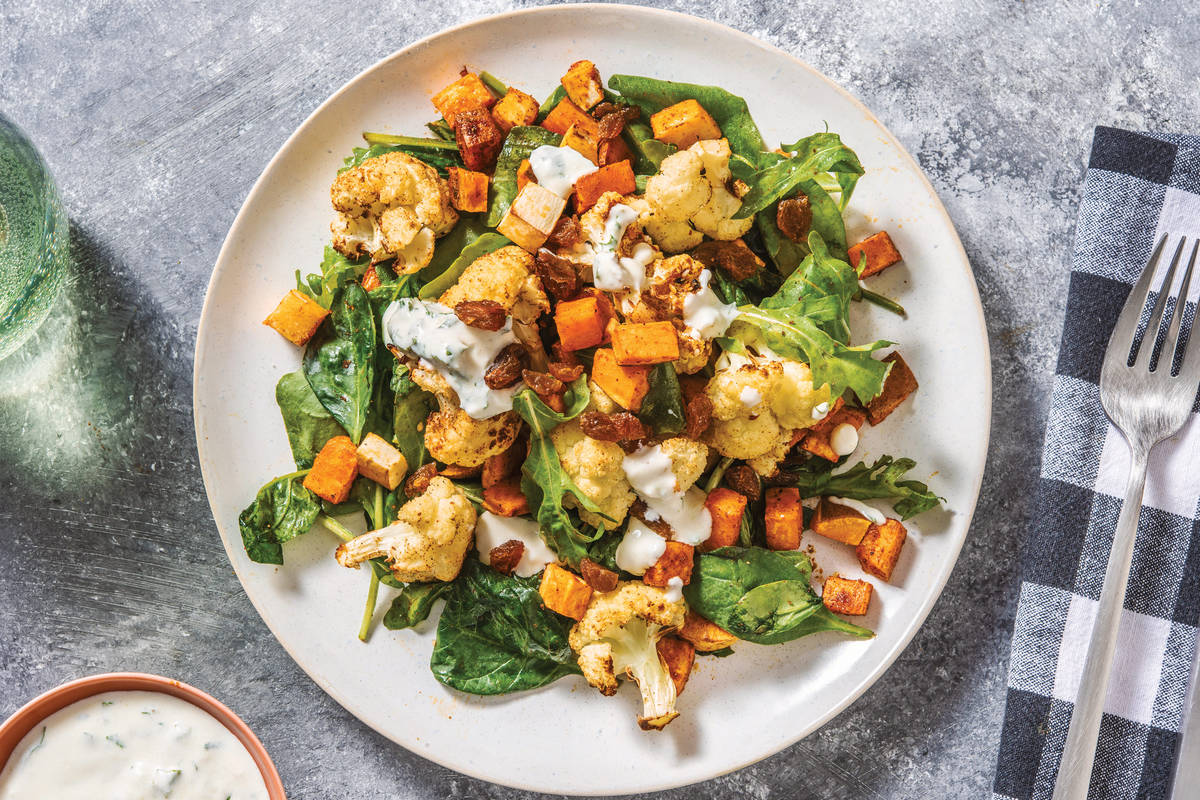 Dukkah-Crusted Cauliflower & Spiced Kumara Salad
