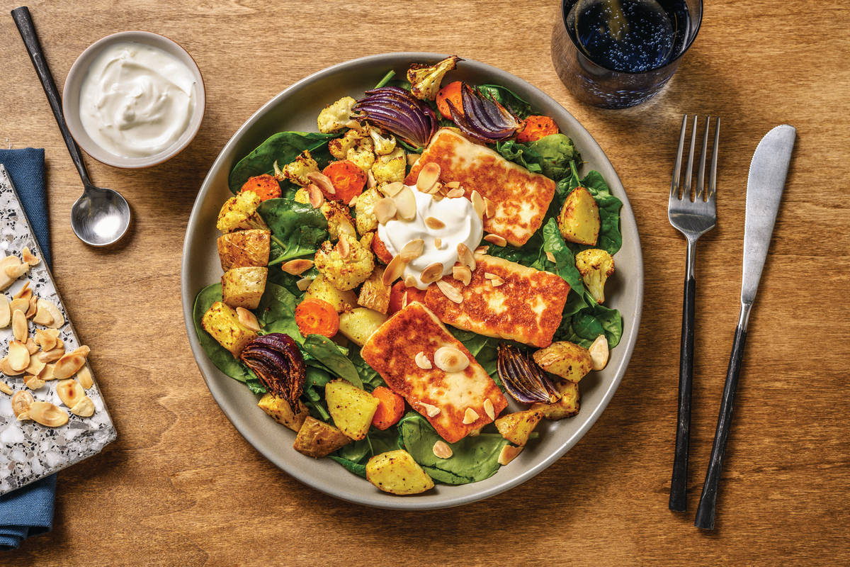 Honey-Glazed Haloumi & Roast Veggie Salad