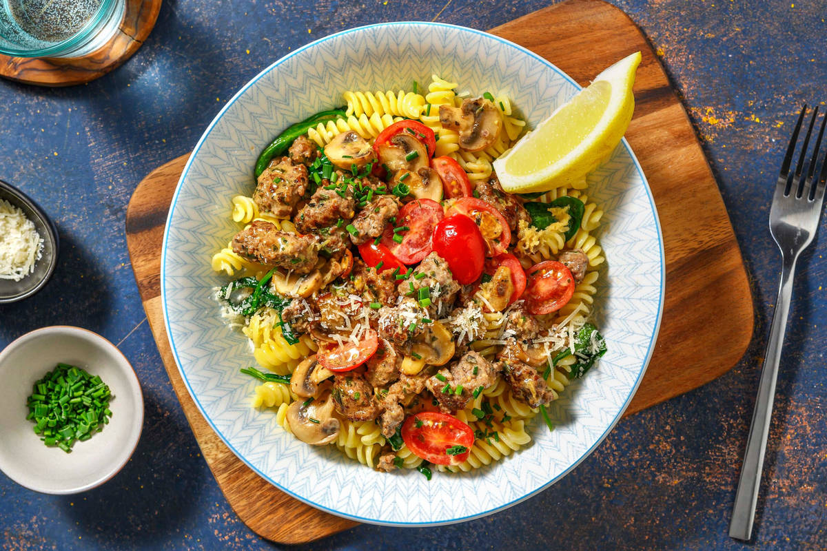 Fusilliis au bœuf et aux champignons à la sicilienne