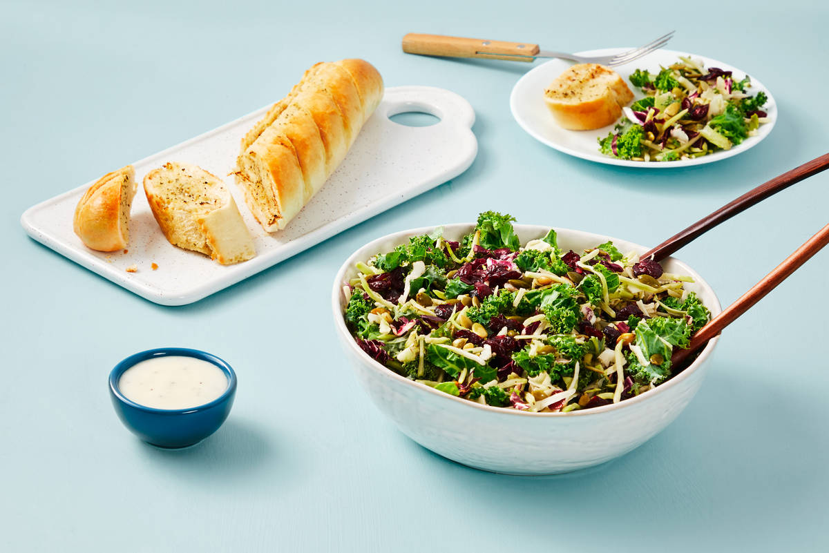 Garlic Bread & Sweet Kale Salad