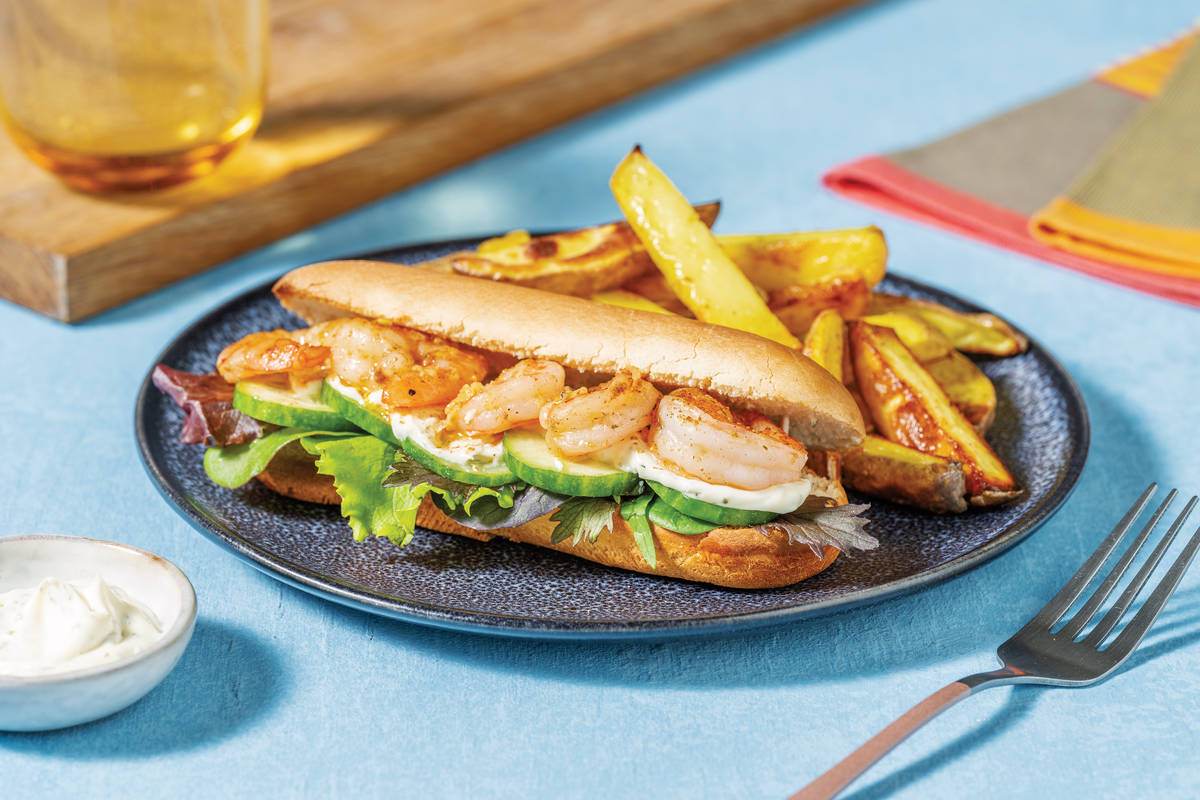 Garlic Butter Prawn Po'Boys & Mango Mayo