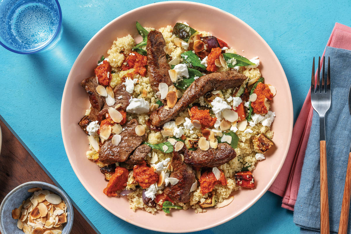 Garlic-Herb Beef & Crumbly Cheese