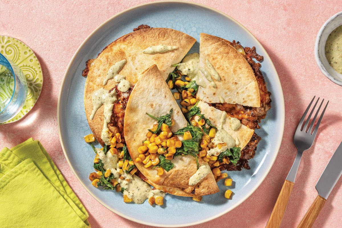 Cheesy Garlic & Herb Beef Quesadillas