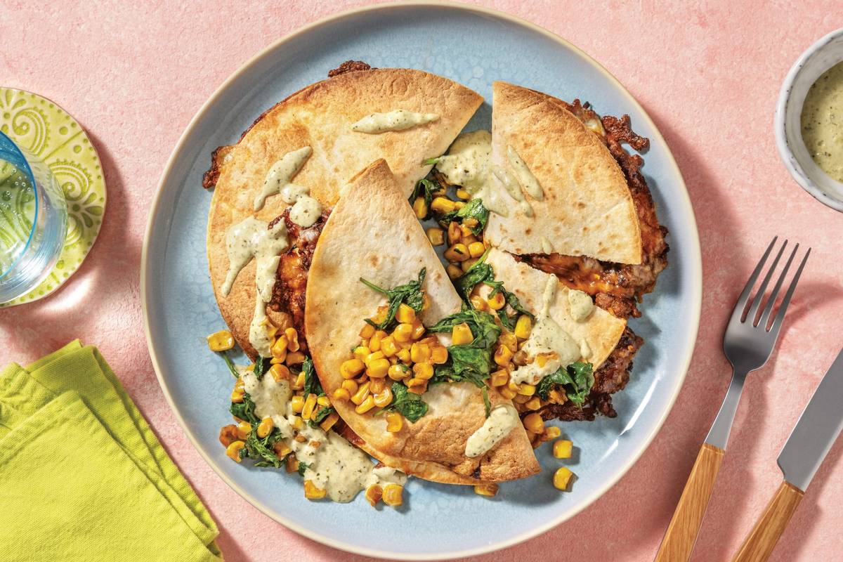 Cheesy Garlic & Herb Beef Quesadillas