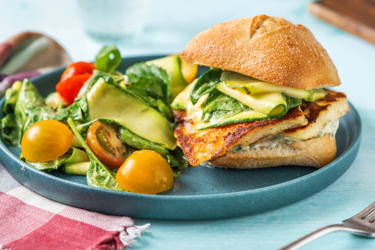 Garlic Pan-Seared Halloumi Sandwich