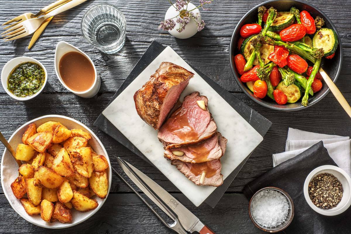 Garlic Studded Roast Lamb