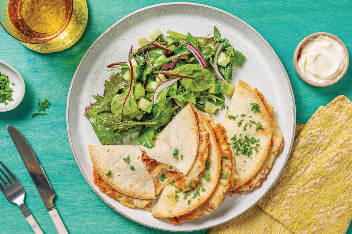 Garlicky Black Bean Quesadillas