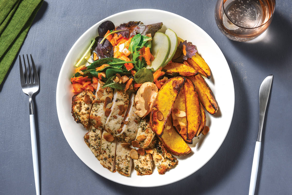 Garlicky Chicken & Potato Wedges
