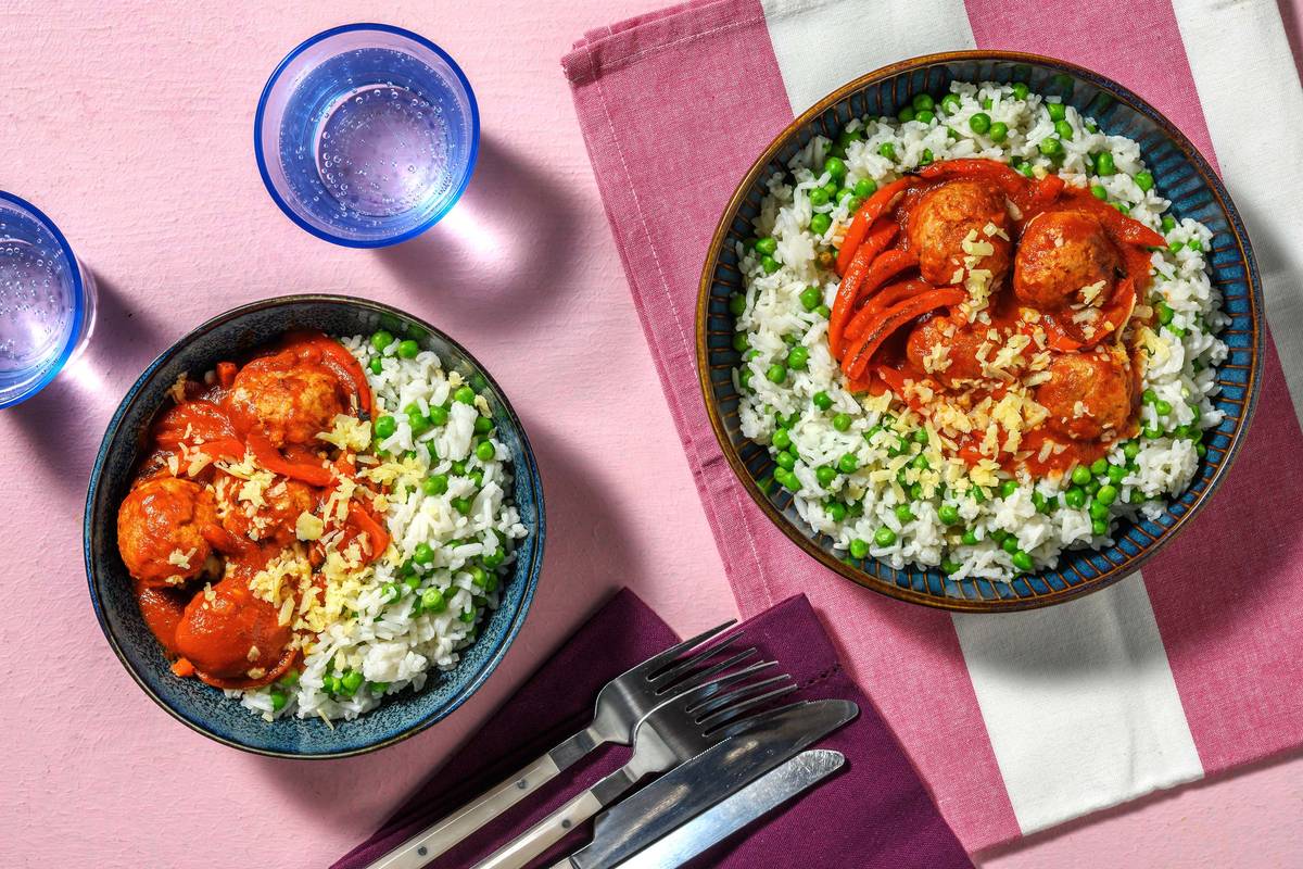 Garlicky Pork Meatballs in Spiced Tomato Sauce