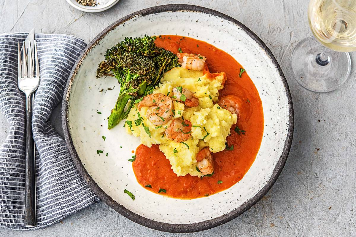 Garnalen in verse tomatensaus