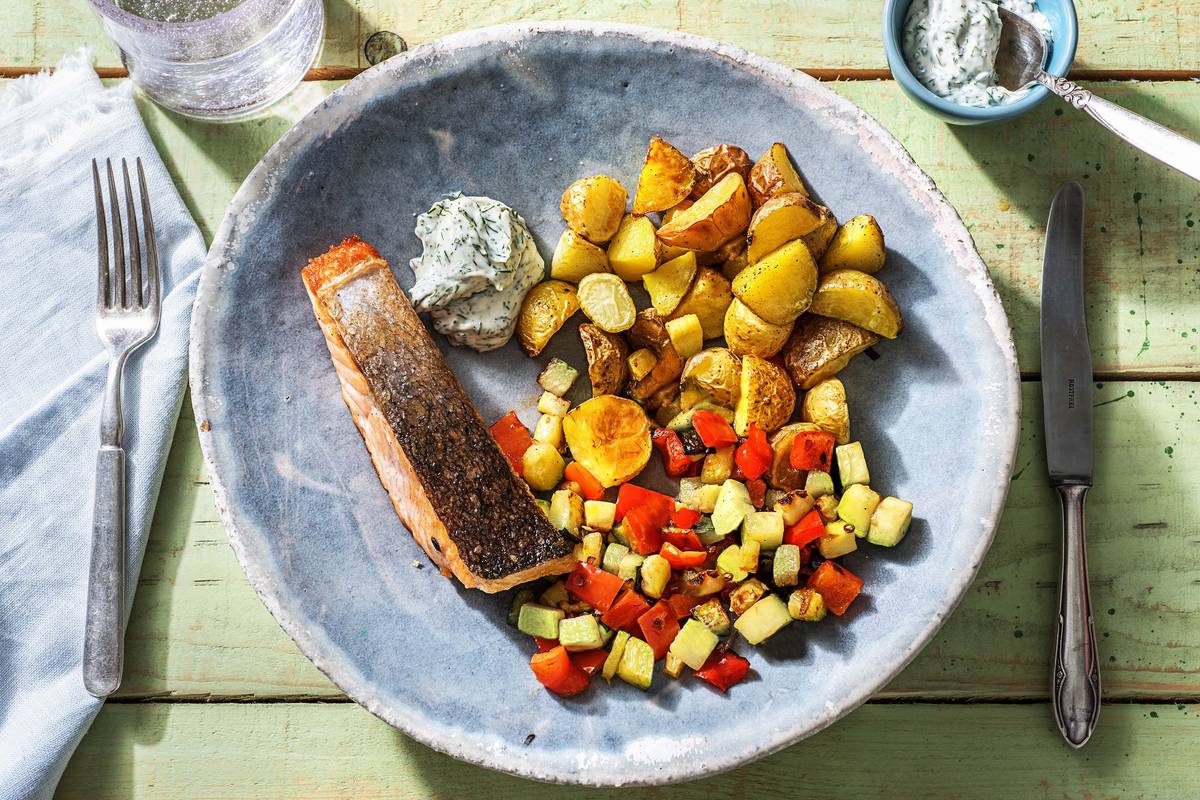 Filet de saumon poêlé et mayonnaise à l’aneth
