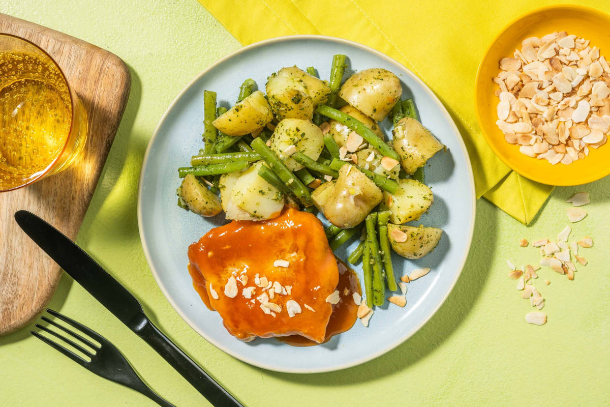 Gebratenes Schweinsnierstück mit Butterbohnen