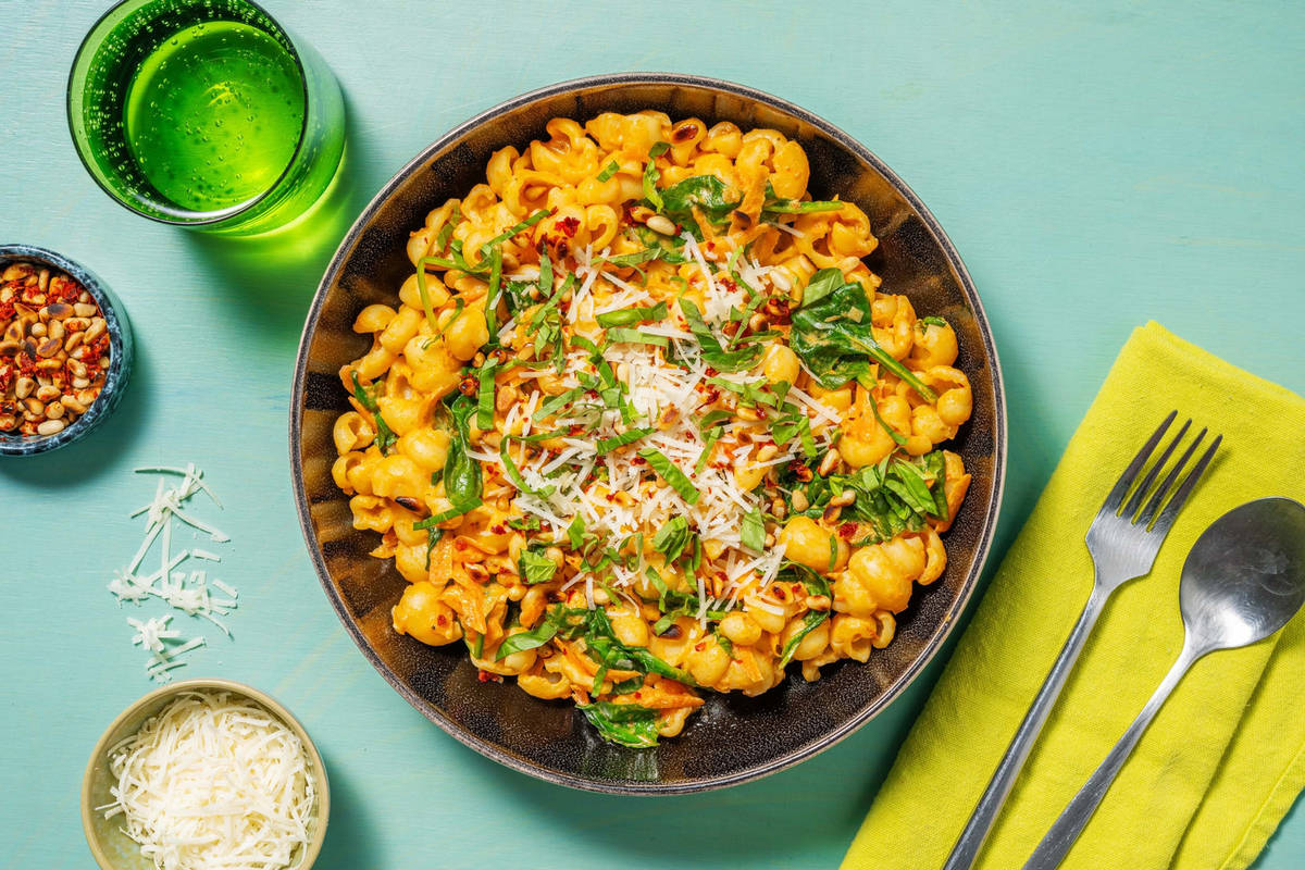 Gnocchetti in Gemüse-Frischkäse-Sauce & Spinat
