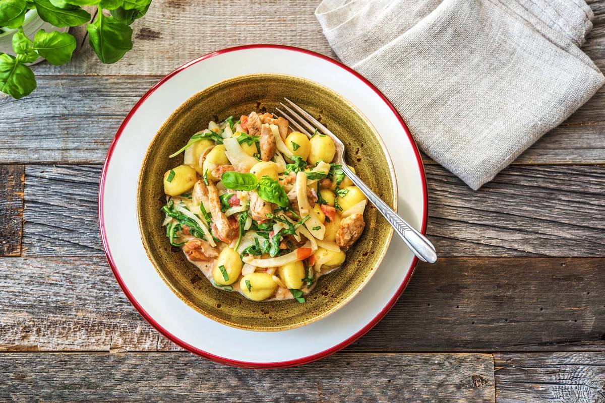 Gnocchi met kip in romige saus