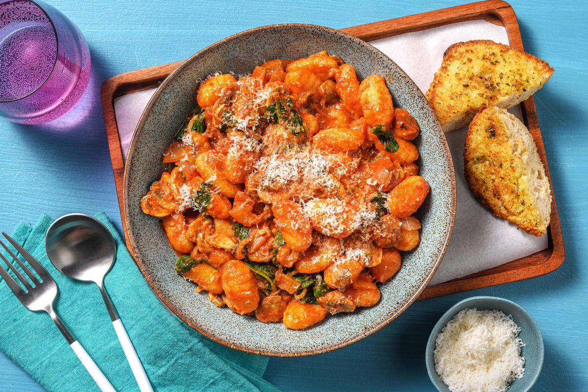 Gnocchis aux champignons dans une sauce tomate