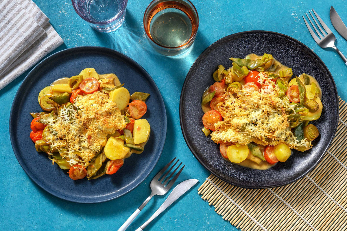 Gratin crémeux aux pommes de terre et haricots verts