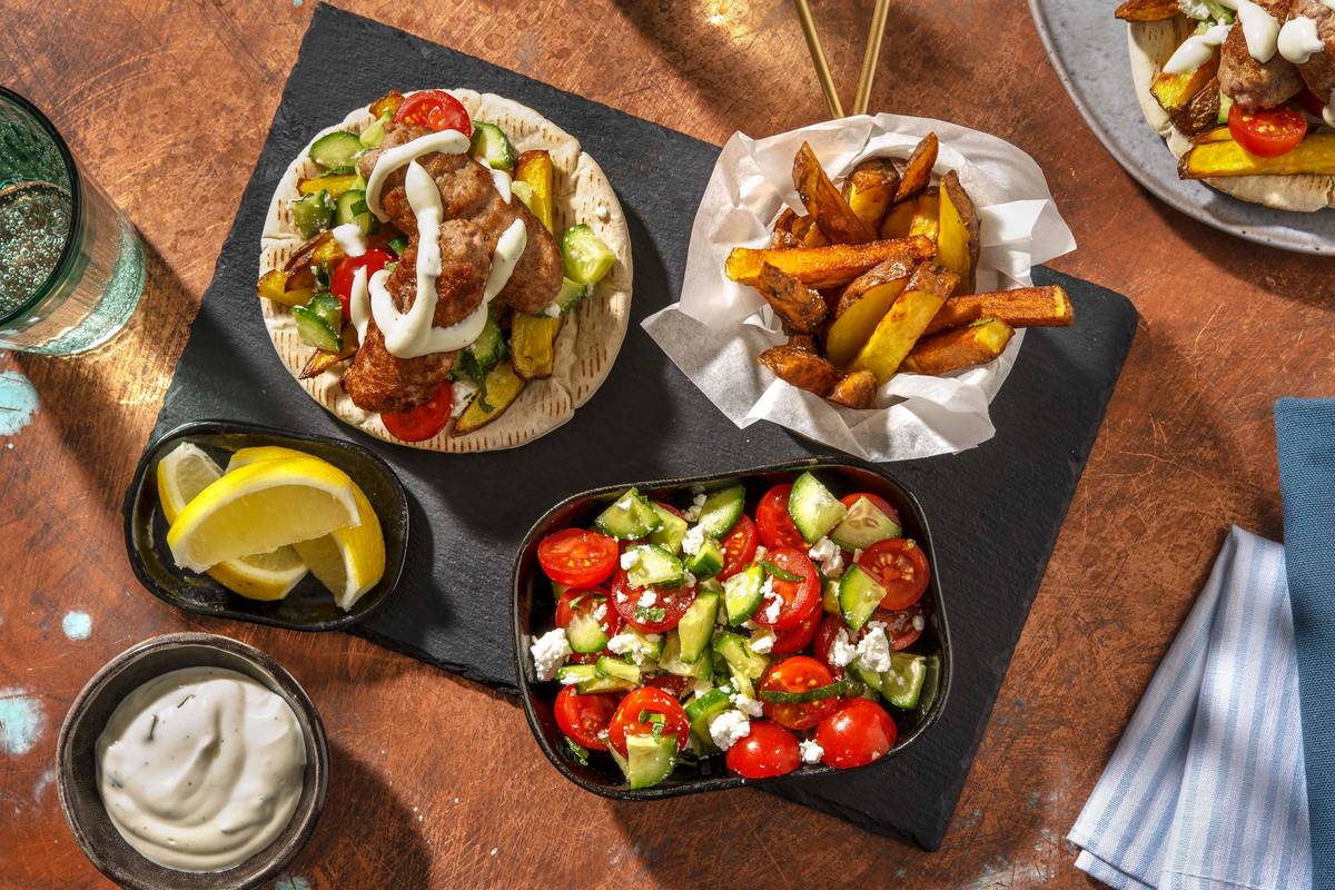 Greek Inspired Herby Pork Kofta Gyros