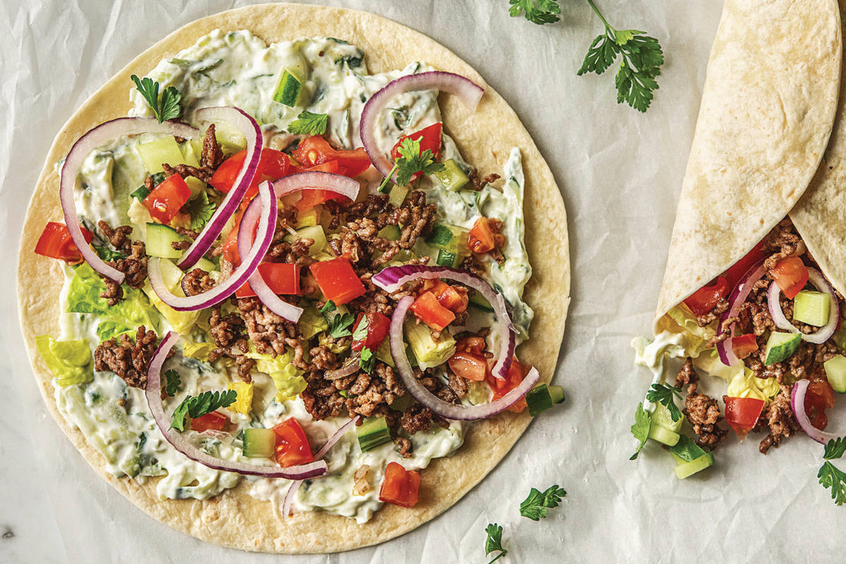 Speedy Greek Style Beef Wraps