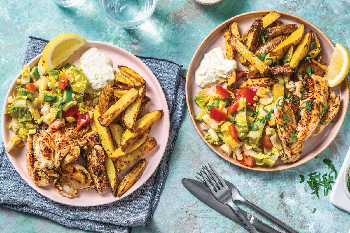 Greek-Style Chicken & Lemon Pepper Fries
