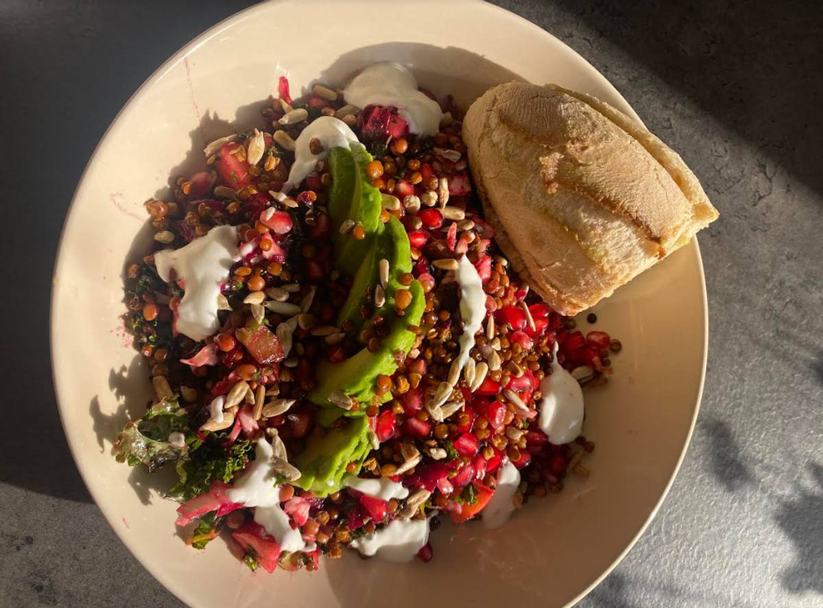 Green lentil salad