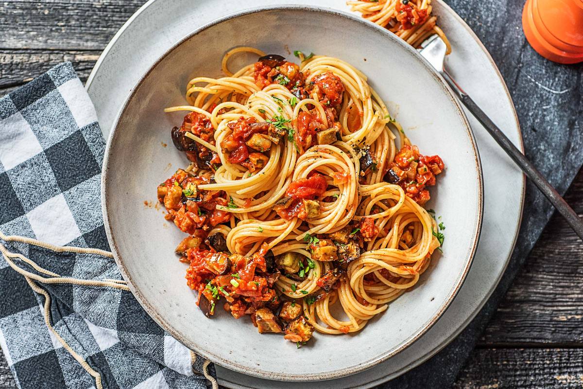 Grilled Aubergine Pasta