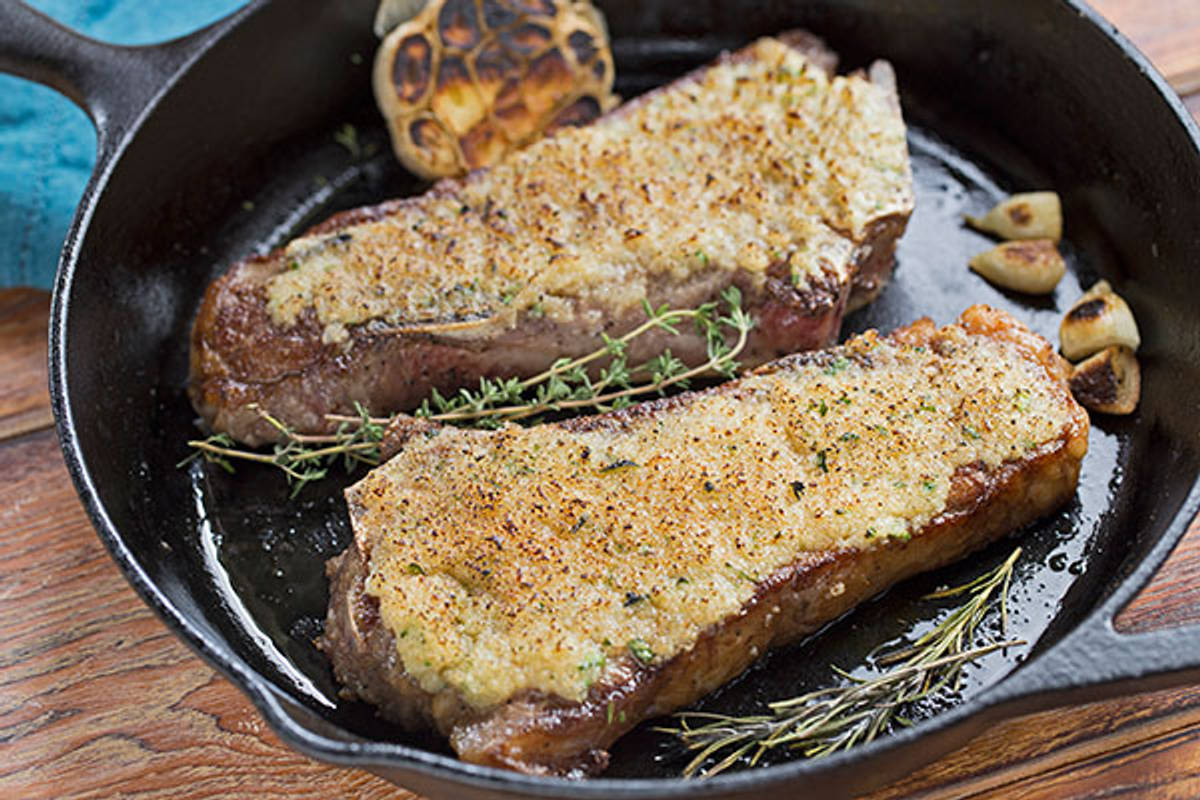 Mustard and Parmesan Crusted Ribeye Steak
