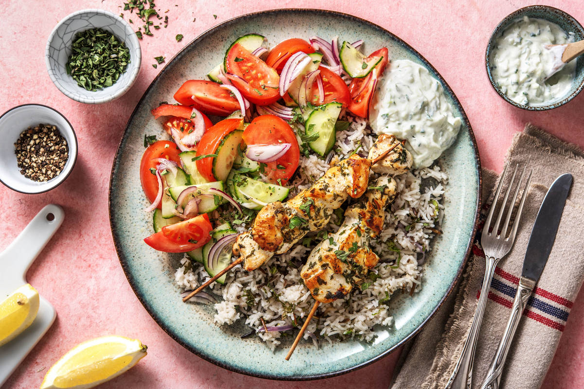 Hähnchen-Souvlaki mit Oregano