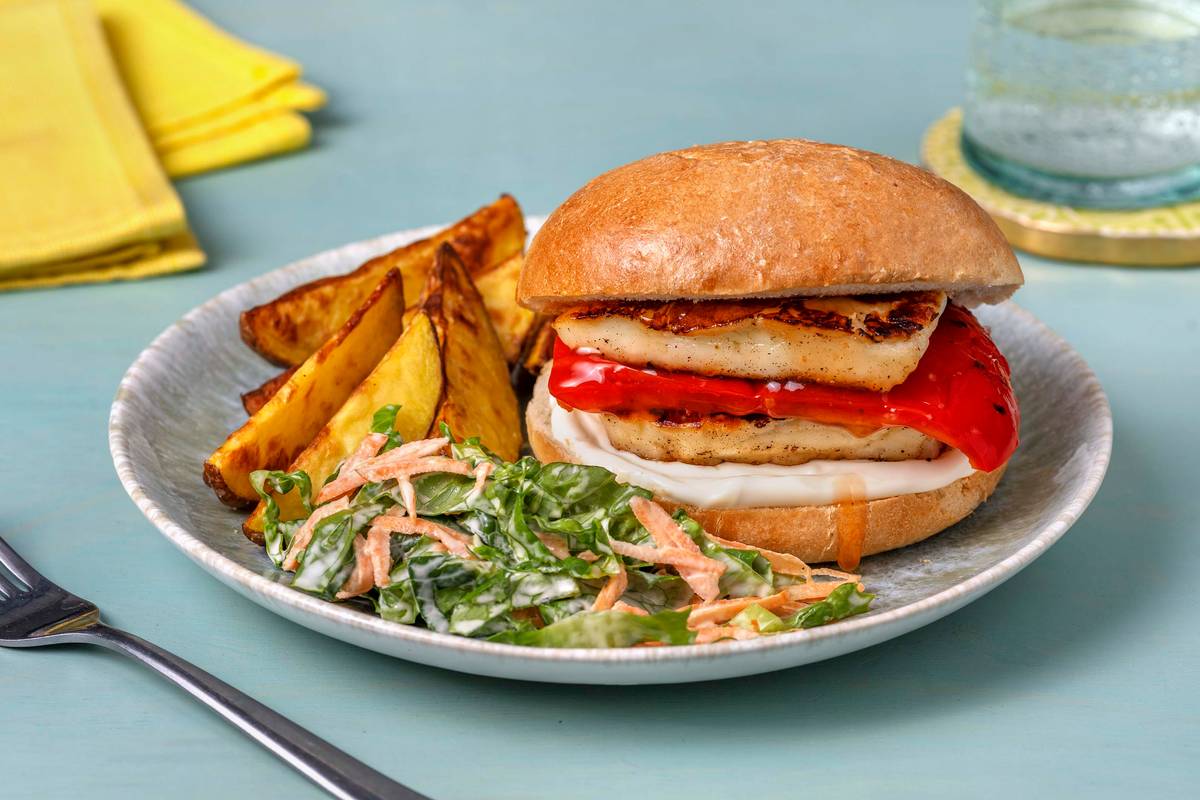 Halloumi Burger and Wedges