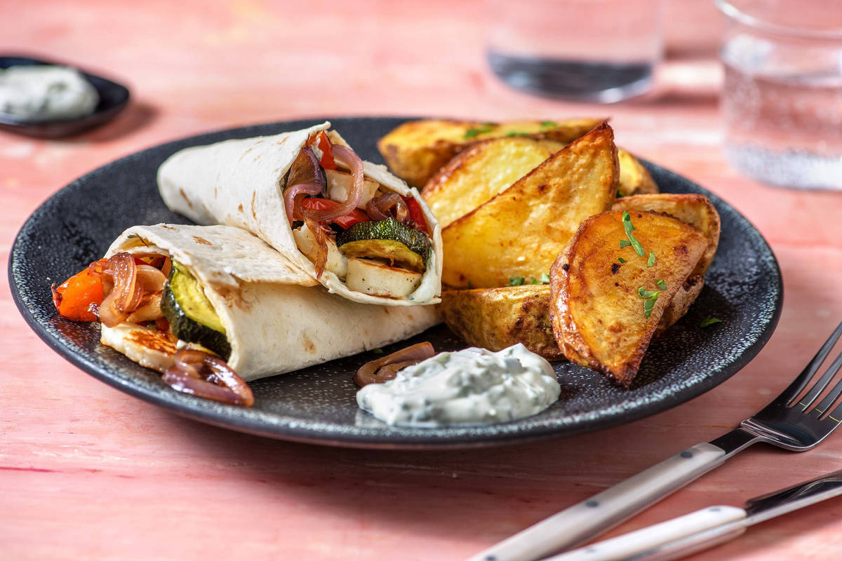 Halloumi-Wrap mit cremigem Chimichurri