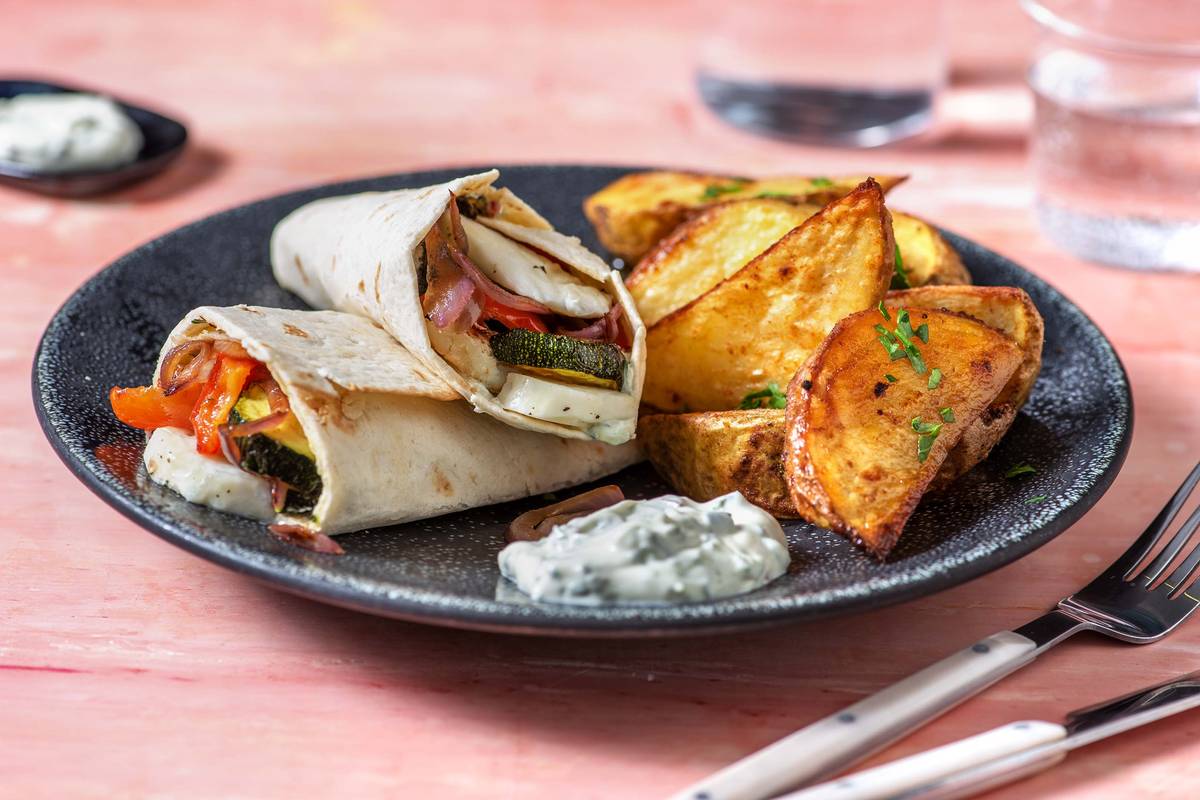 Halloumi-Wrap mit cremigem Chimichurri