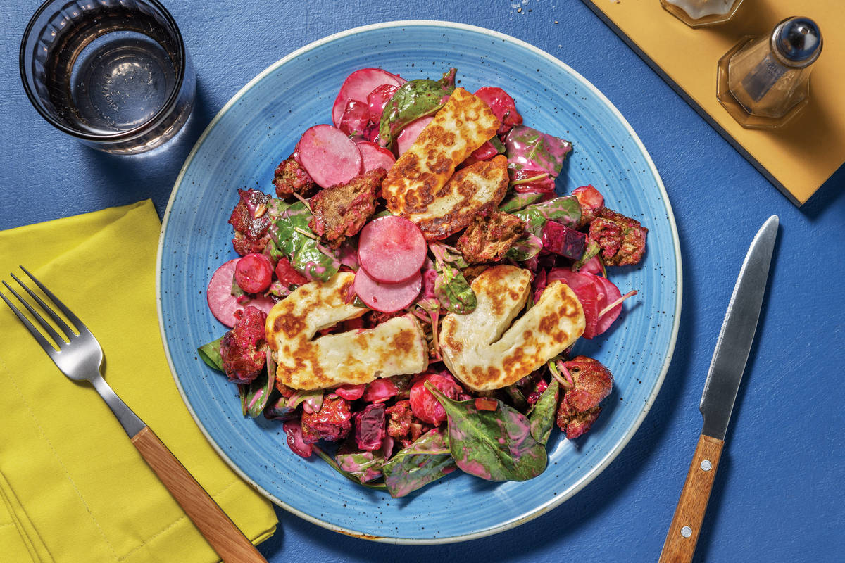 Haloumi, Almond & Crouton Veggie Salad